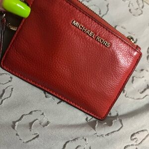 Michael Kors Scarlet Leather Zip Pouch